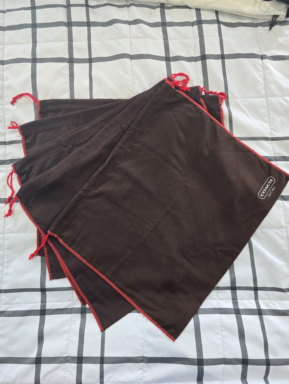 NEW COACH Set of 5 Brown Red Dust Bags 16.5 x 13.5 Handbag Storage - Picture 2 of 6